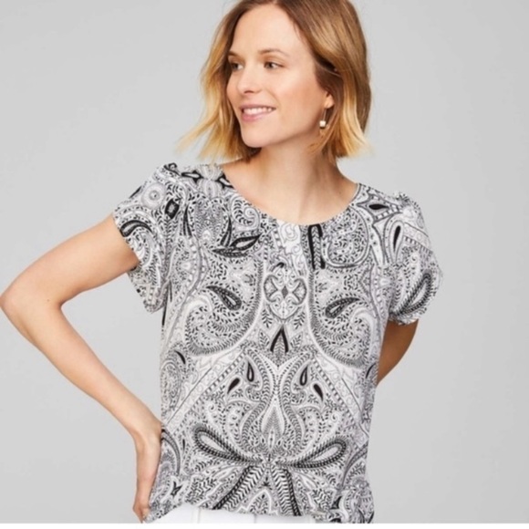 LOFT Tops - Loft Black & White Shadow Paisley Blouse
